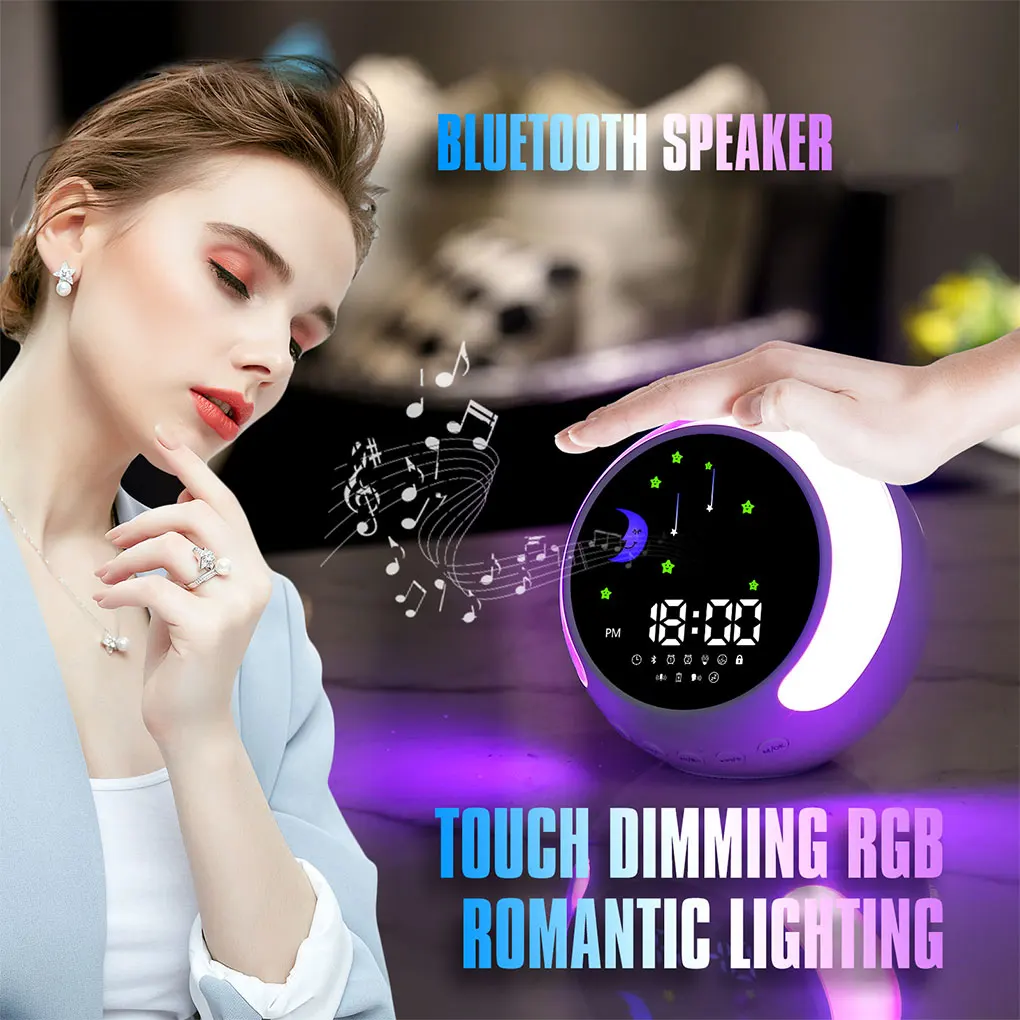 

ABS Bluetooth Smart Speaker Alarm Clock Fashion Two Alarm Clock White Noise Alarm Clock