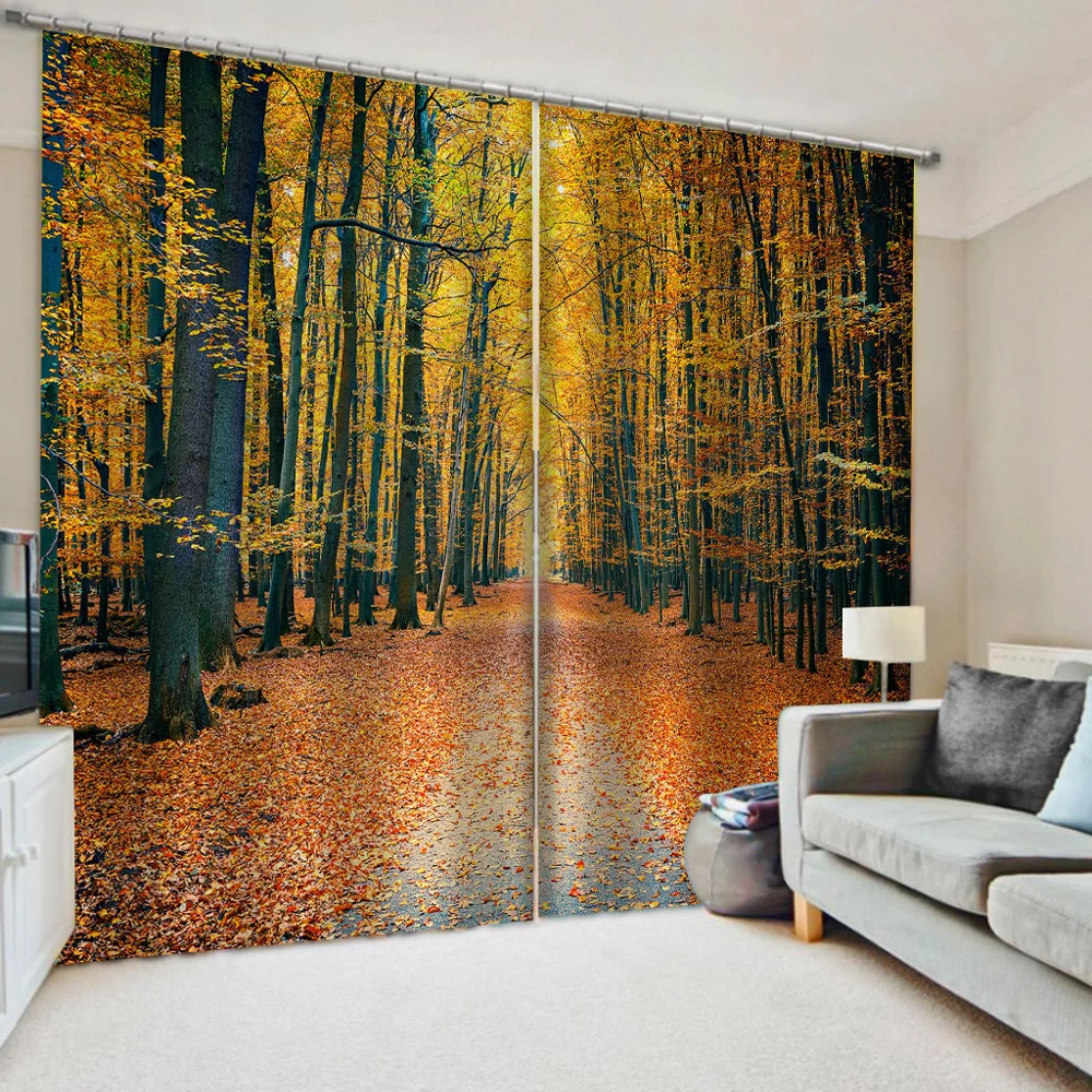 Новые осенние лесные шторы D затемняющие для гостиной постельные принадлежности