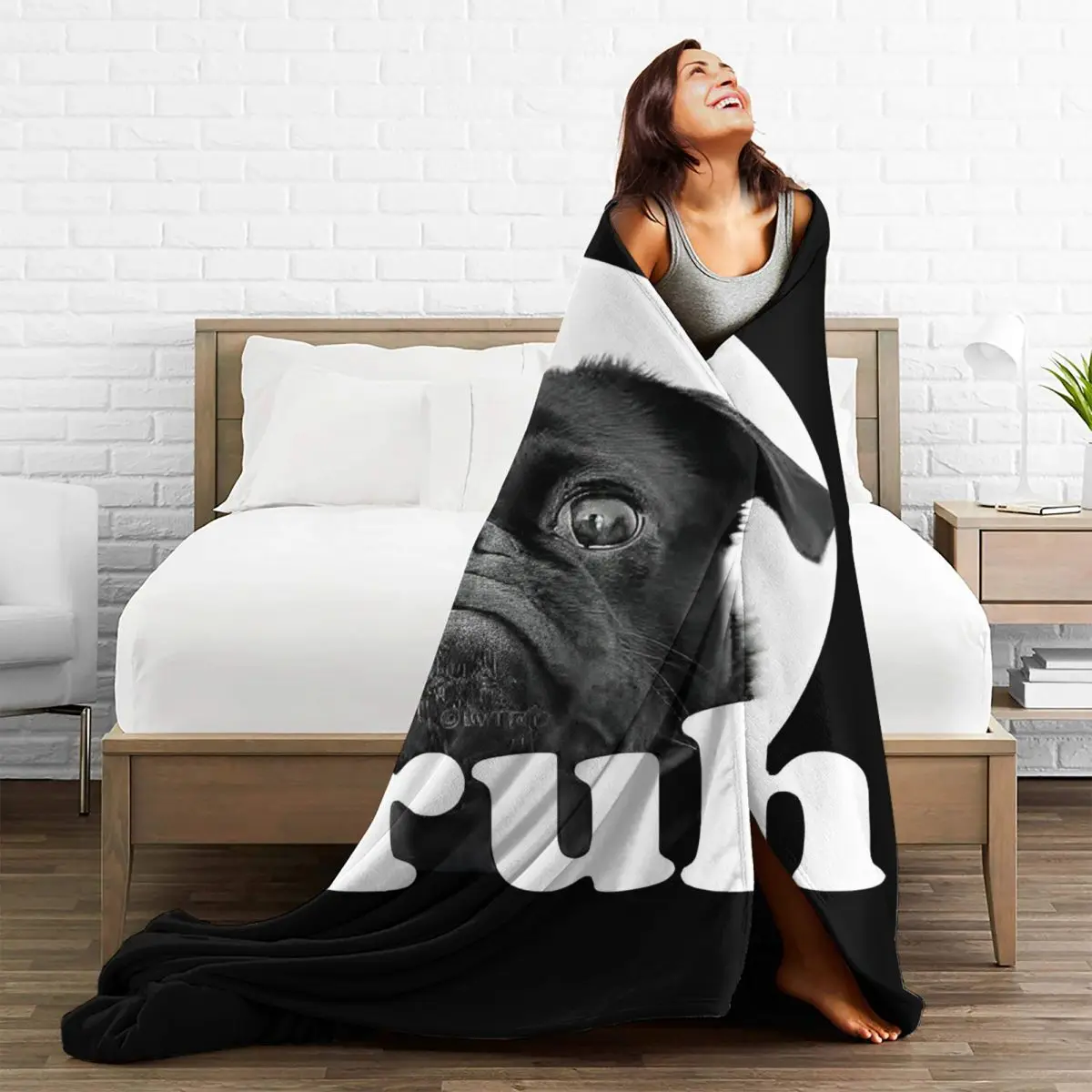 Очаровательные фланелевые одеяла с надписью мопса смешной юмор мягкое теплое