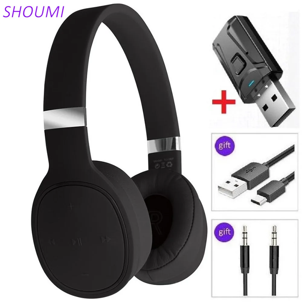 

VJ Wireless Earphone Bluetooth Television Headphones Stereo Sport Headset USB Adaptor Bass Earbud with Microphone Adapter for TV
