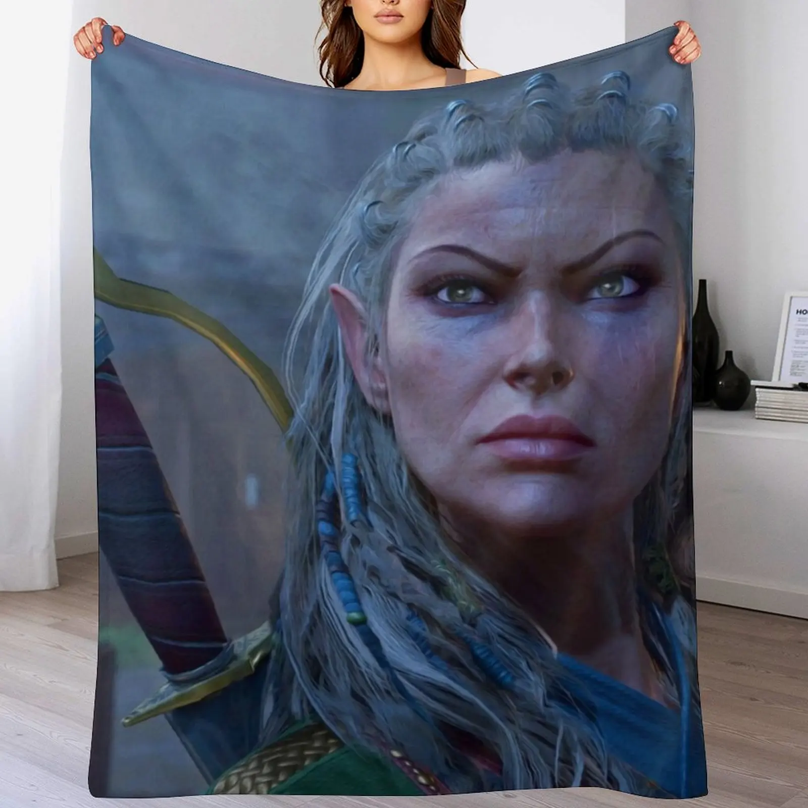Фото Плед Jaheira Half Elf Fighter Druid Adventurer, готовый к битве, мягкий, теплый плед из шерпа-флиса для зимы №4