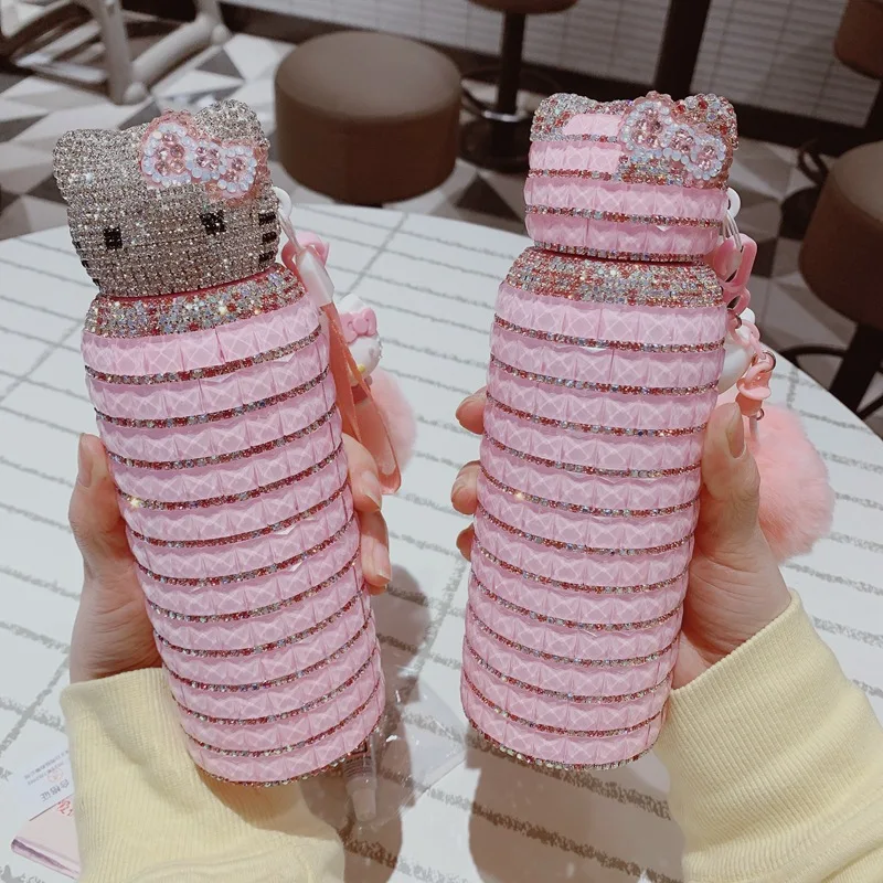 Kawaii Sanrioed Hello Kitty 304 термос чашка мультфильм аниме автомобиль для воды с покрытием