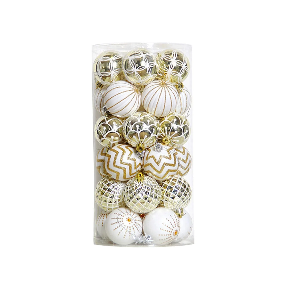 

Рождественские шары пластиковые золотые и белые 60 мм