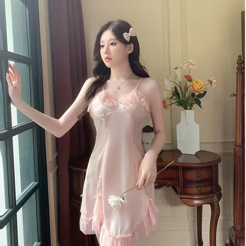 Сексуальная ночная рубашка с открытой спиной сетчатая женская сорочка