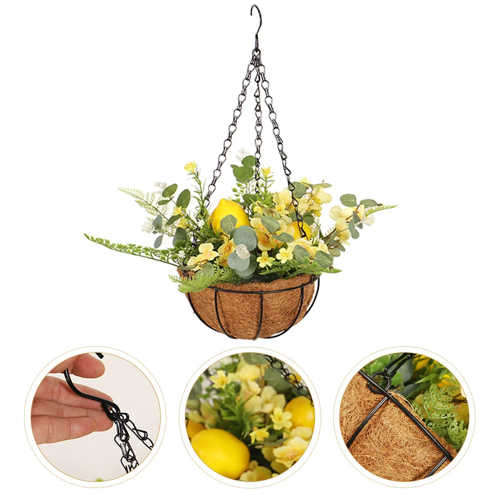 

Lemon Flower Arrangement Hanging Basket Outdoor Flowerpot Adorn Plants Container Artificial Outdoors