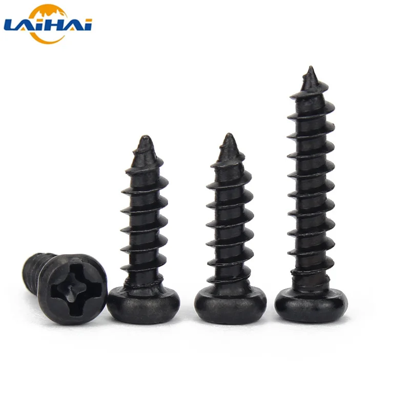 

20/ 50/ 100pcs M2.6 M3 M4 M5 M6 Black Steel Phillips Truss Head (Cross Recessed Mushroom Head) Self Tapping Screws