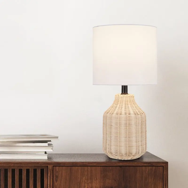 

"Natural Finish Woven Rattan Table Lamp - Handcrafted Beauty & Rustic Charm"