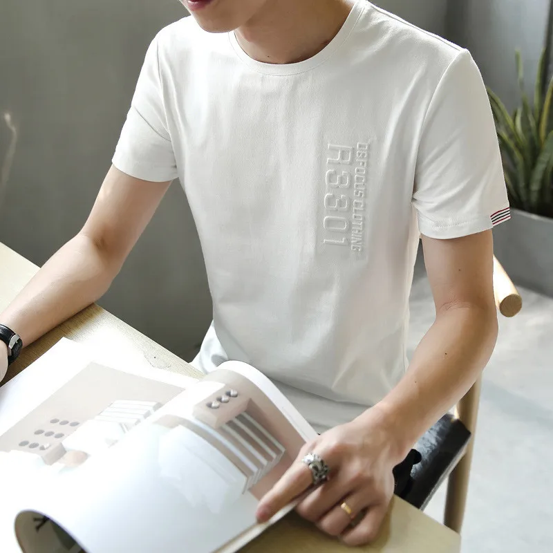

8063-T-Men's short-sleeved t-shirt loose T-shirt clothes bottoming shirt