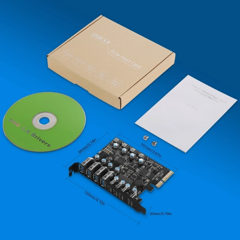 Адаптер PCI-E к USB TypeC USB3.1 Type-C x 4 и TypeA для настольного ПК