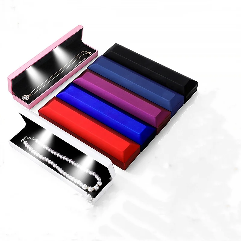 Светодиодная длинная шкатулка для ожерелий. Подарочная коробка ювелирных