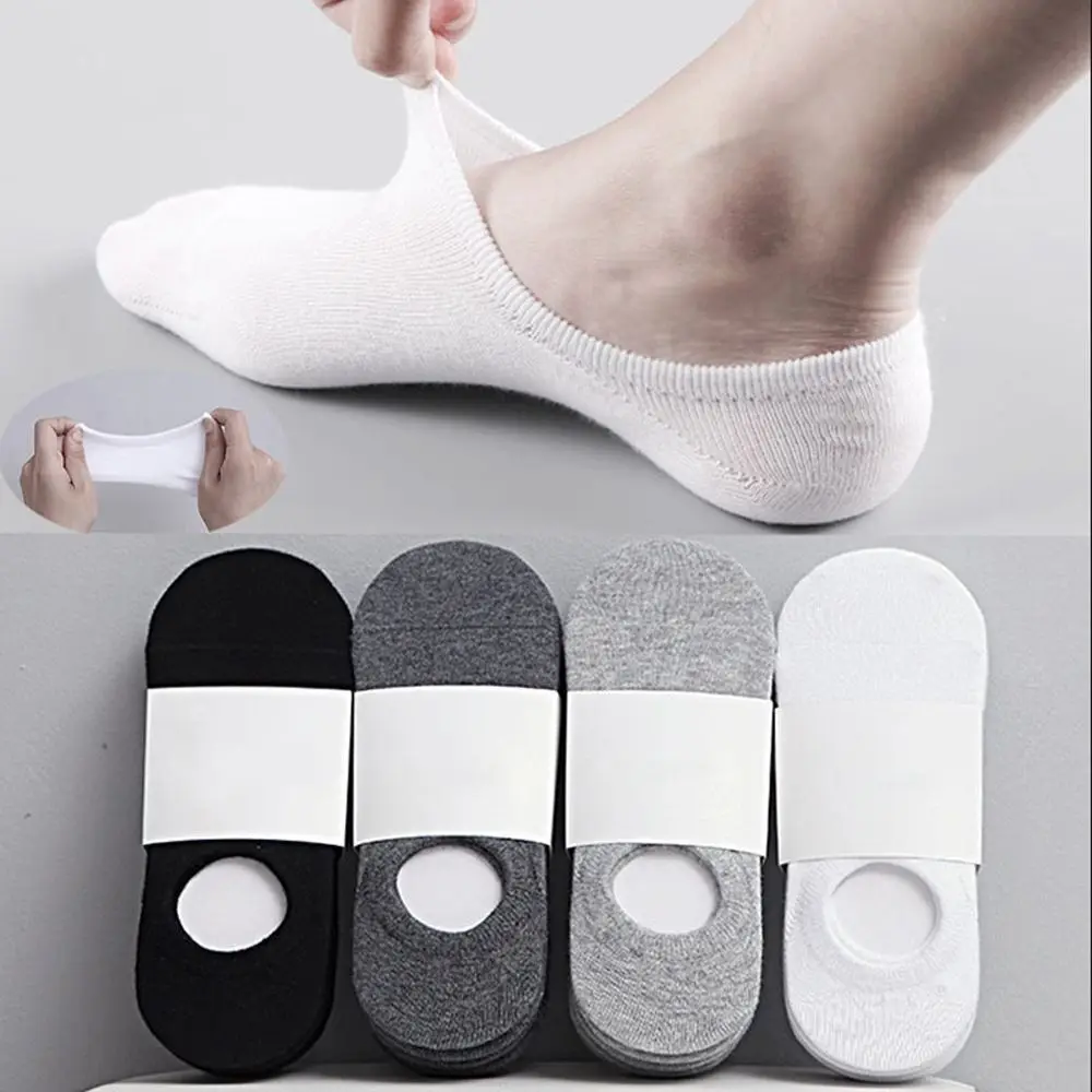 

5Pairs/Lot Fashion Men Boat Socks Summer Autumn Non-slip Silicone Invisible Cotton Socks Male Ankle Sock Slippers