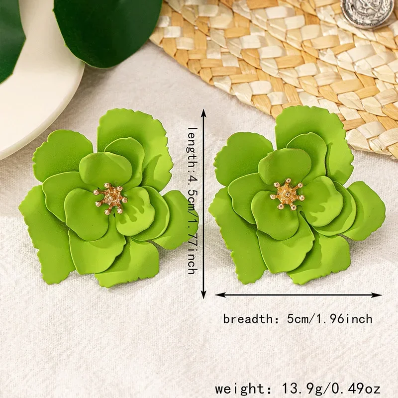 Серьги-гвоздики с цветком для женщин и девочек большой размер красочные