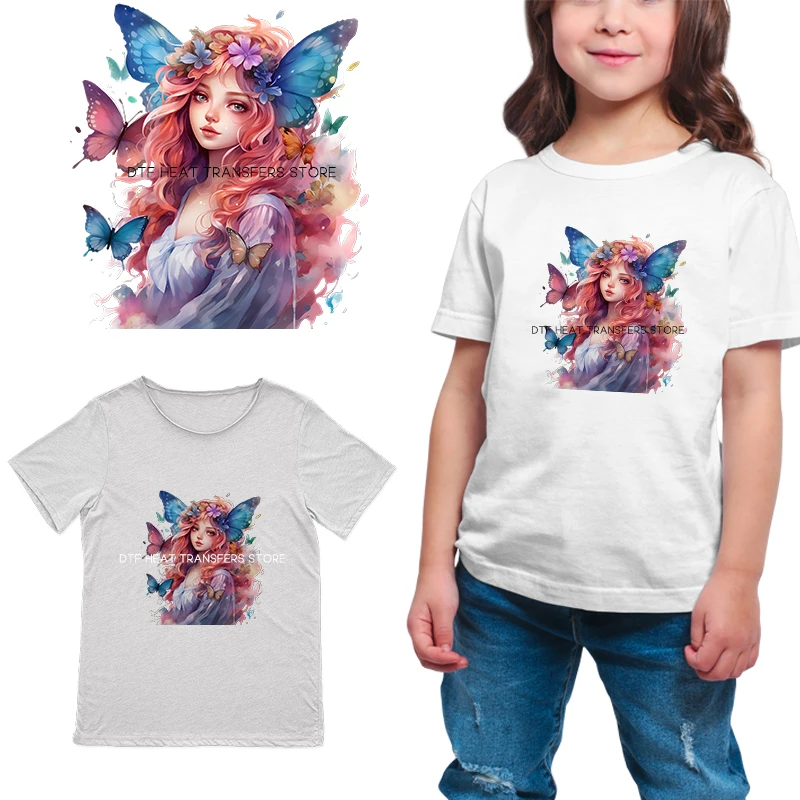 Акварель сказка бабочка эльф девочка DTF Термотрансферная одежда для детей