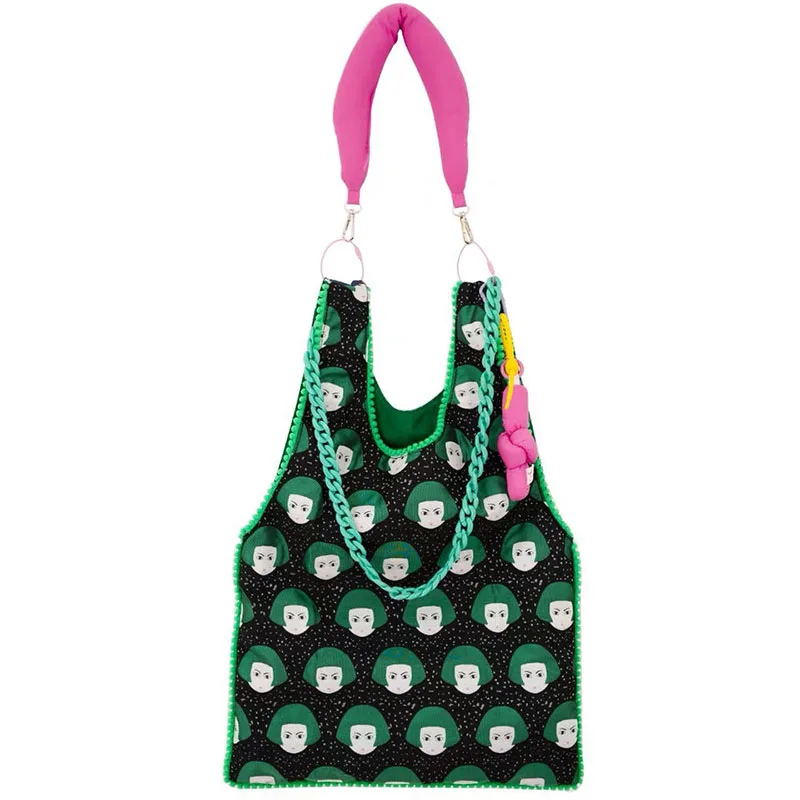 

Hip-hop Women's Shoulder Bags Harajuku Y2k Girl Print Canvas Bag Gothic Casual Large-capacity Shopping Bag Female Totes Handbags