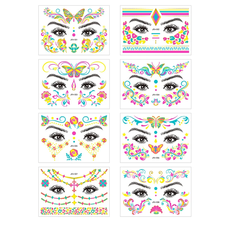 Флуоресцентная татуировка для лица 1 лист Временные татуировки