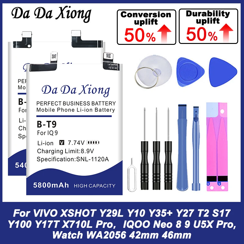 B-U1 BA08 B-Z8 Аккумулятор для VIVO XSHOT Y29L Y10 Y35+ Y100 Y17T Y27 T2 S17 X710L Pro IQOO Neo 8 9 U5X Часы WA2056 42 мм 46