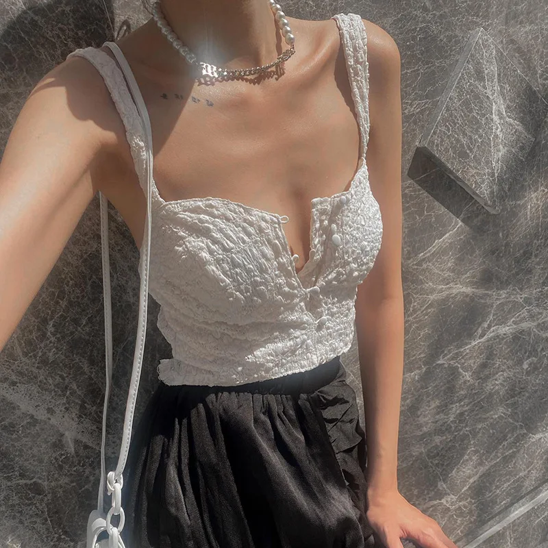 

Сексуальные модные майки Y2K, женская кофта на пуговицах, белый корсет, укороченный топ, женская летняя футболка, женская кофта, футболка, оде...