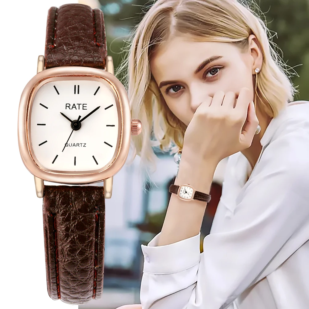 

2022 New Arrivals Classical Vintage Brown Watch for Womem Leather Strap Alloy Case Advanced Sense Lady Fashion Quartz Wristwatch