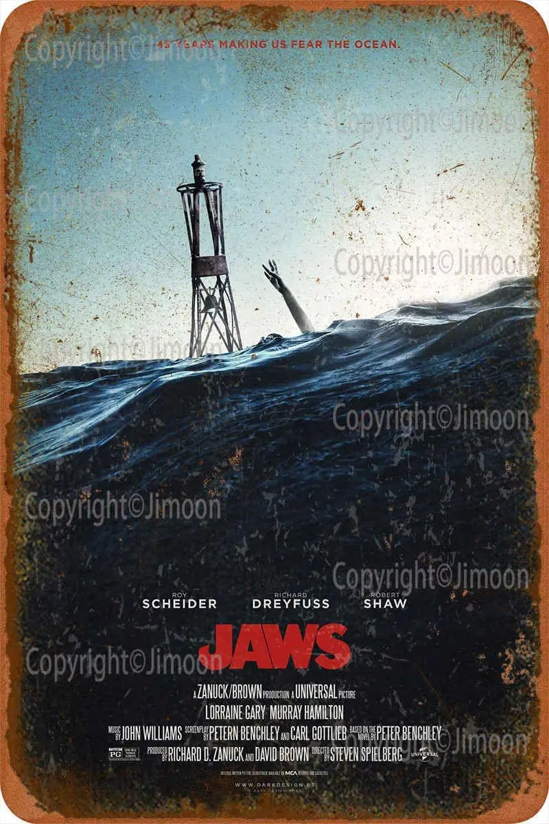 

JAWS Vintage Tin Sign Art Iron Painting Rusty Poster Decoration Aluminum plaque