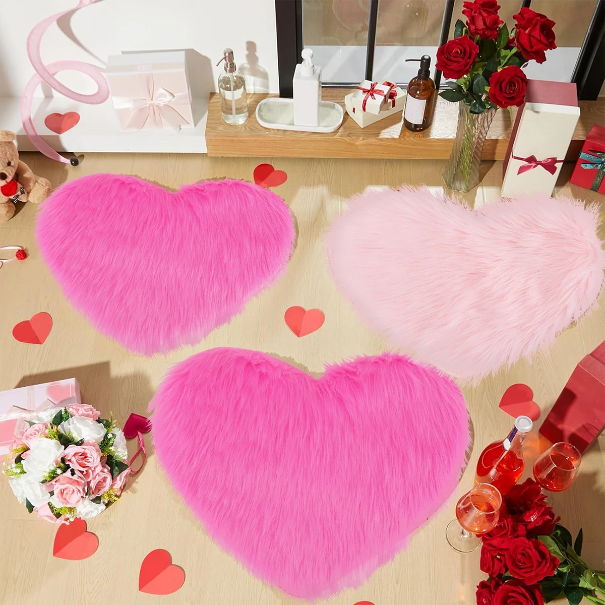 Искусственный ковер в форме сердца из искусственной шерсти