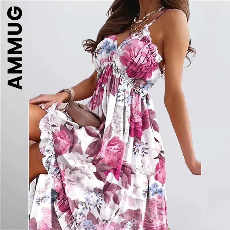 Новинка богемное платье Ammug на бретелях-спагетти стильные вечерние платья