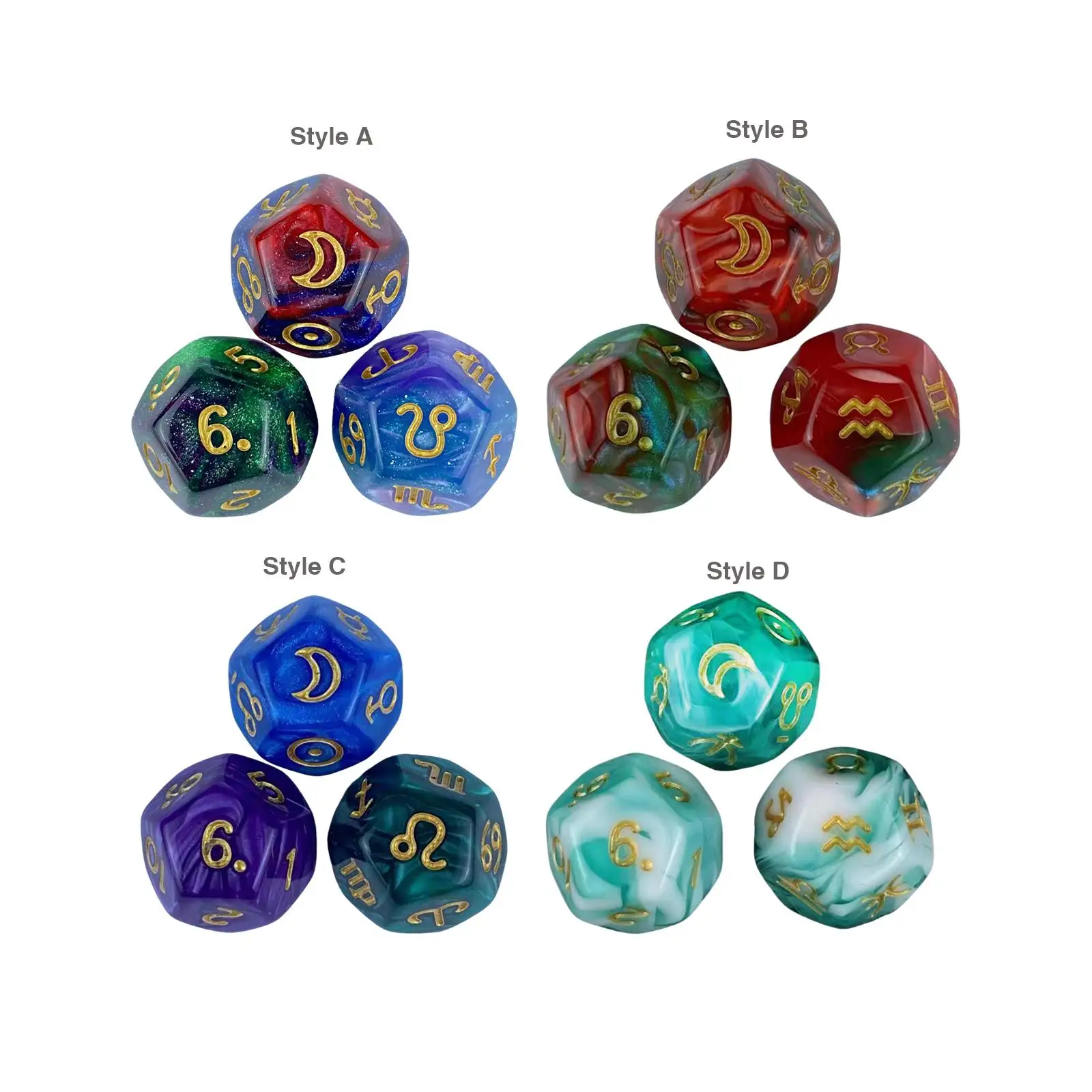 

3x астрологический кубик акриловые кости для семейных игр