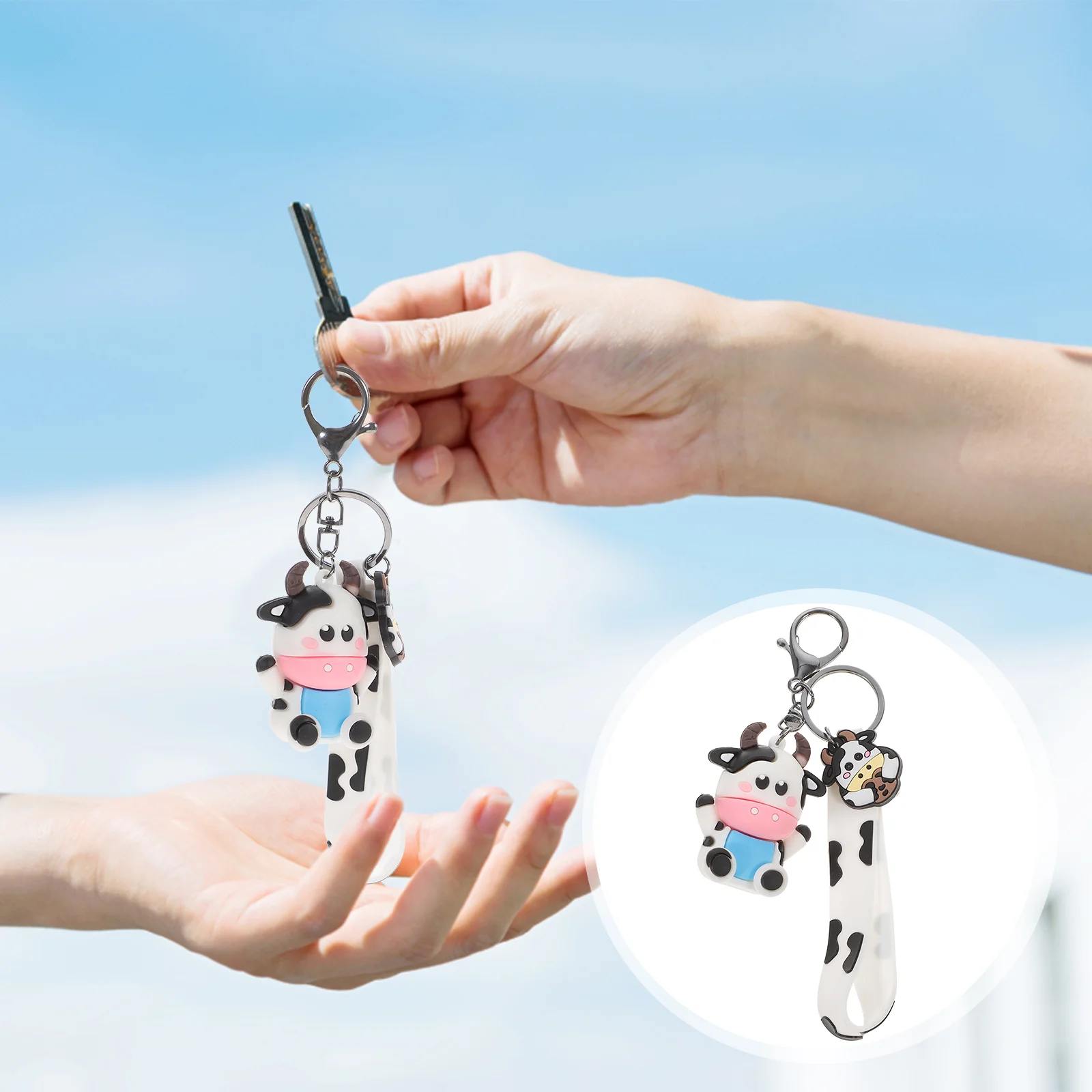

Keychain Key Animal Year Chain New Zodiac Ring Cartoon Decor Ox Cow Chinese Pendant Keyring Gift Pendants Luckyfarm Shaped