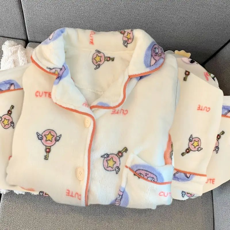 Sailor Moon милые мультяшные коралловые бархатные пижамы для женщин осенне-зимний