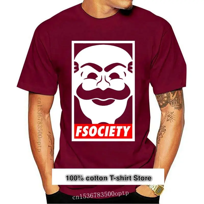 

Fsociety-Camiseta de gran tamaño, camisa con estampado de Vendetta, Mr Robot, Anonymous
