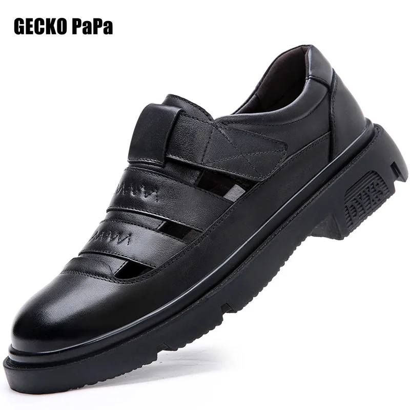 

Men Genuine Leather Sandals Summer Casual Beach Holiday Sandals Men Genuine Leather Luxurious Outdoor Male Comfortable Sandals