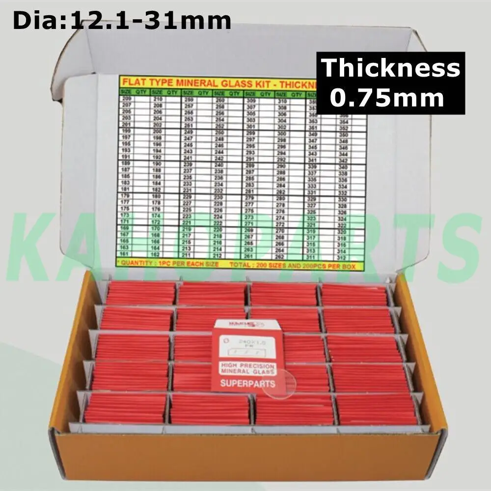 Толщина 0,75 мм, 190 шт., плоское Круглое стекло для часов 12,1-31 мм ...