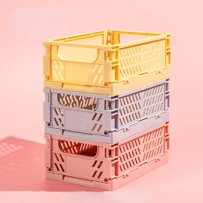 

Plastic Foldable Storage Crate Folding Box Basket Stackable Cute Makeup Jewellery Toys Boxes for Storage Box Organizer Organizer