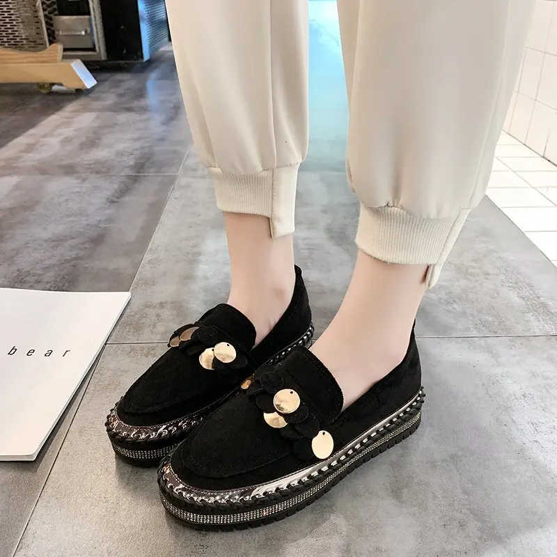 

Fashion women's boots, casual shoes, sequins decoration, solid color, fashion platform, comfortable full matching casual shoes