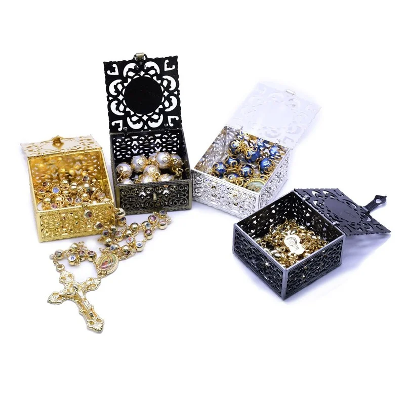 Necklace Metal Christian Catholic Religious Jewelry Case Storage