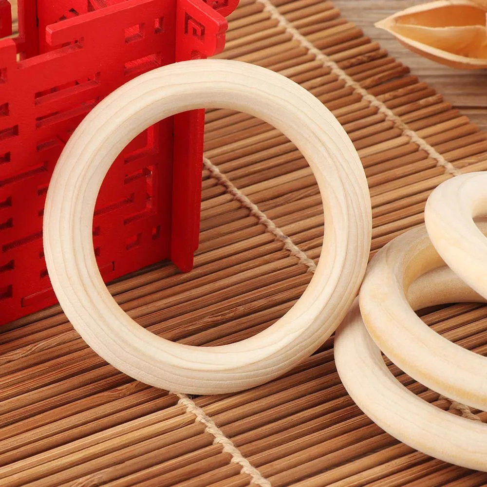 

5pcs 70mm Baby Toys Beech Wooden Baby Teething Rings Baby Teethers Baby Accessories For Baby Necklace Bracelet Making DIY Craft