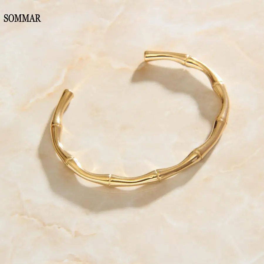 

SOMMAR горячая Распродажа 18KGP позолоченный женский браслет дружбы простой и деликатный бамбуковый праздничный браслет бижутерия для женщин