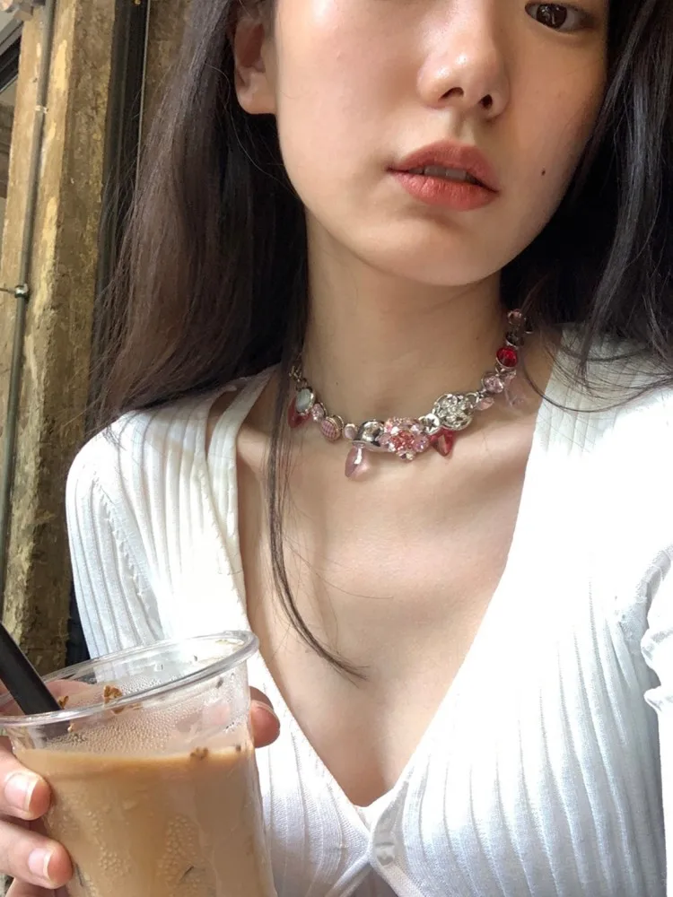 Романтическое ожерелье HUANZHI INES с милыми розовыми цветами красочный винтажный