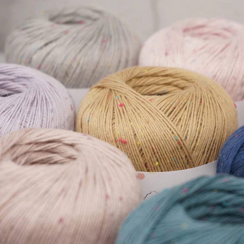 6PCS 40g/ball Spring and summer colorful point linen new wool Crochet Lace Silk light cotton medium fine hand knitting