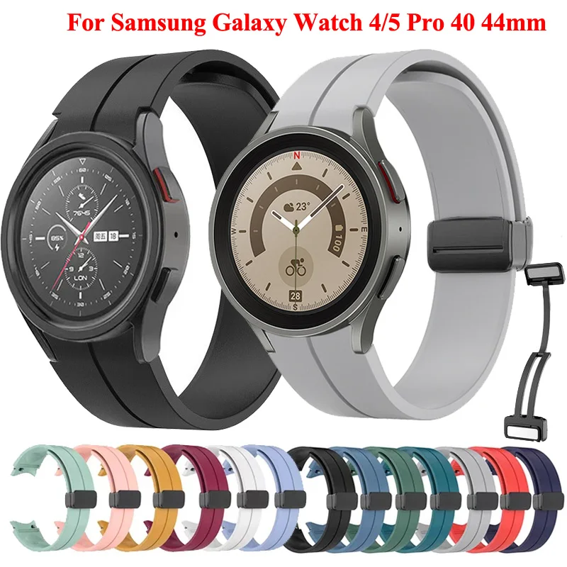 

Ремешок силиконовый для Samsung Watch 4/5 40 44 мм/5 Pro 45 мм, оригинальный браслет с магнитной застежкой для смарт-часов 4, классический браслет 42 46 мм