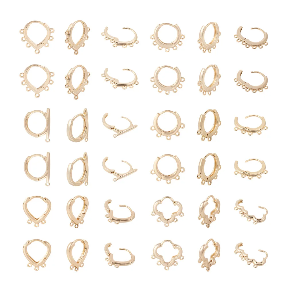 

12 Pairs Brass Round Loop Earrings with Hanging Hole Hoops For Women Girl DIY Earring Jewelry Making Accessories