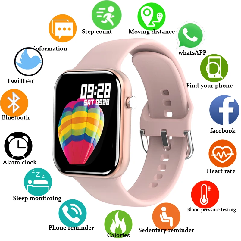 

2022 New Color Screen Smart Watch Women Men Full Touch Fitness Tracker Blood Pressure Smart Clock Women Smartwatch for Xiaomi