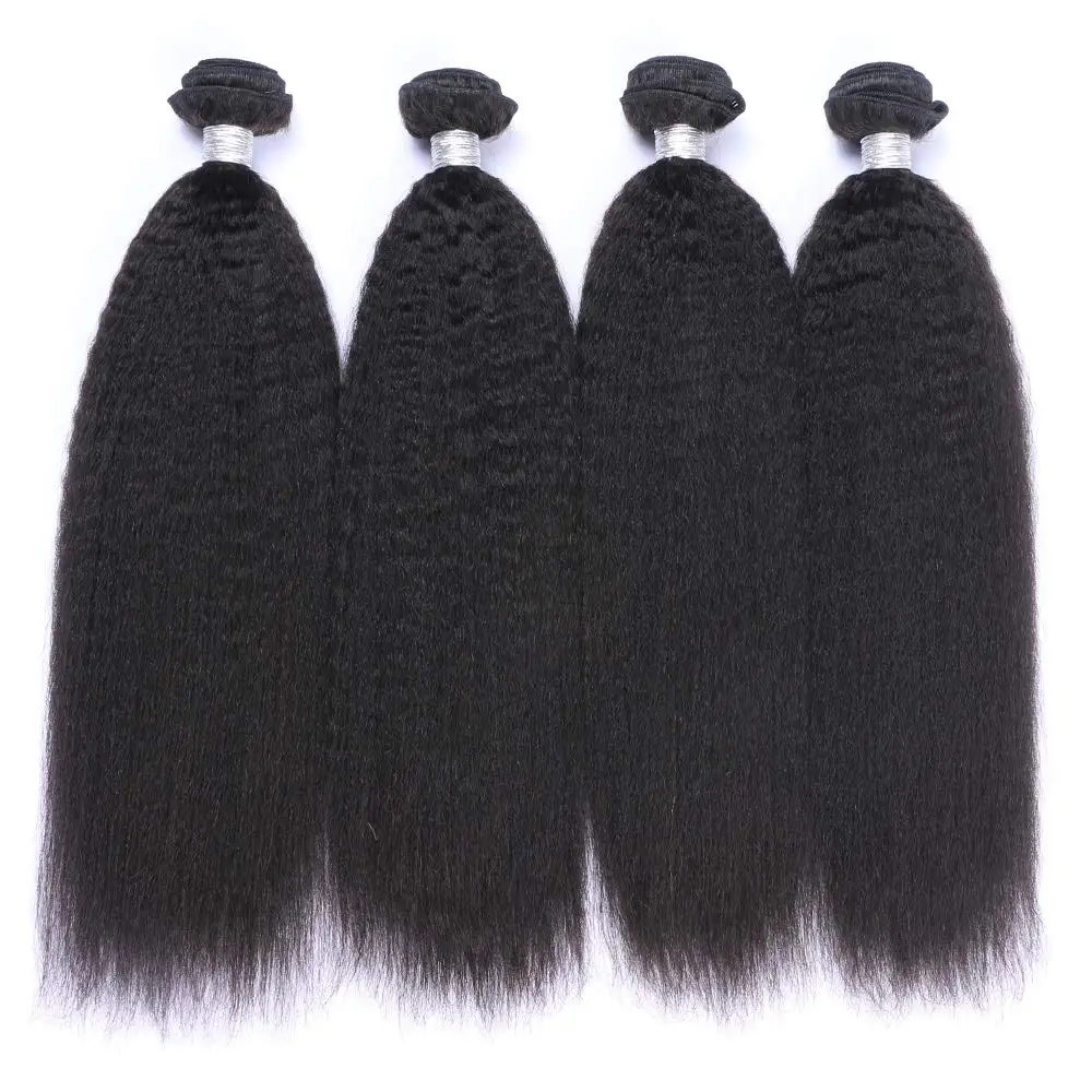 

Kinky Straight Bundles Yaki Human Hair Bundles Weave Unprocessed 10A Raw Brazilian Virgin Sew in Hair Extensions Natural Black