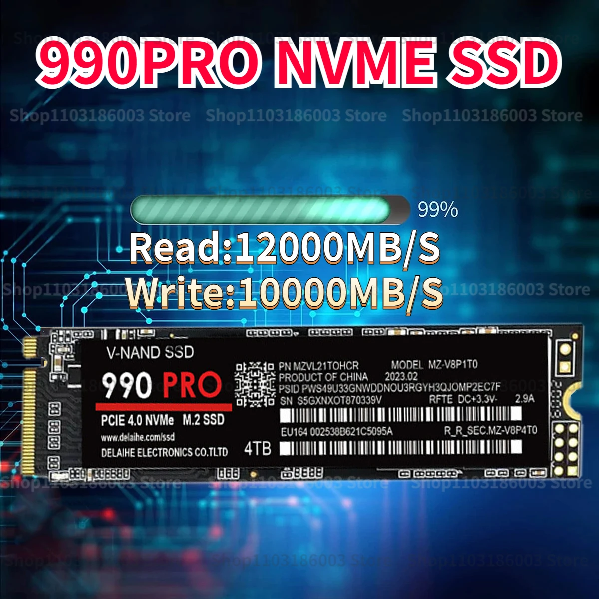 

2023 New 990PRO PCIe 4.0 NVMe 4.0 M.2 2280 high speed 1TB 2TB 4TB SSD Internal Solid State Hard Disk For Laptop PC Computer PS5