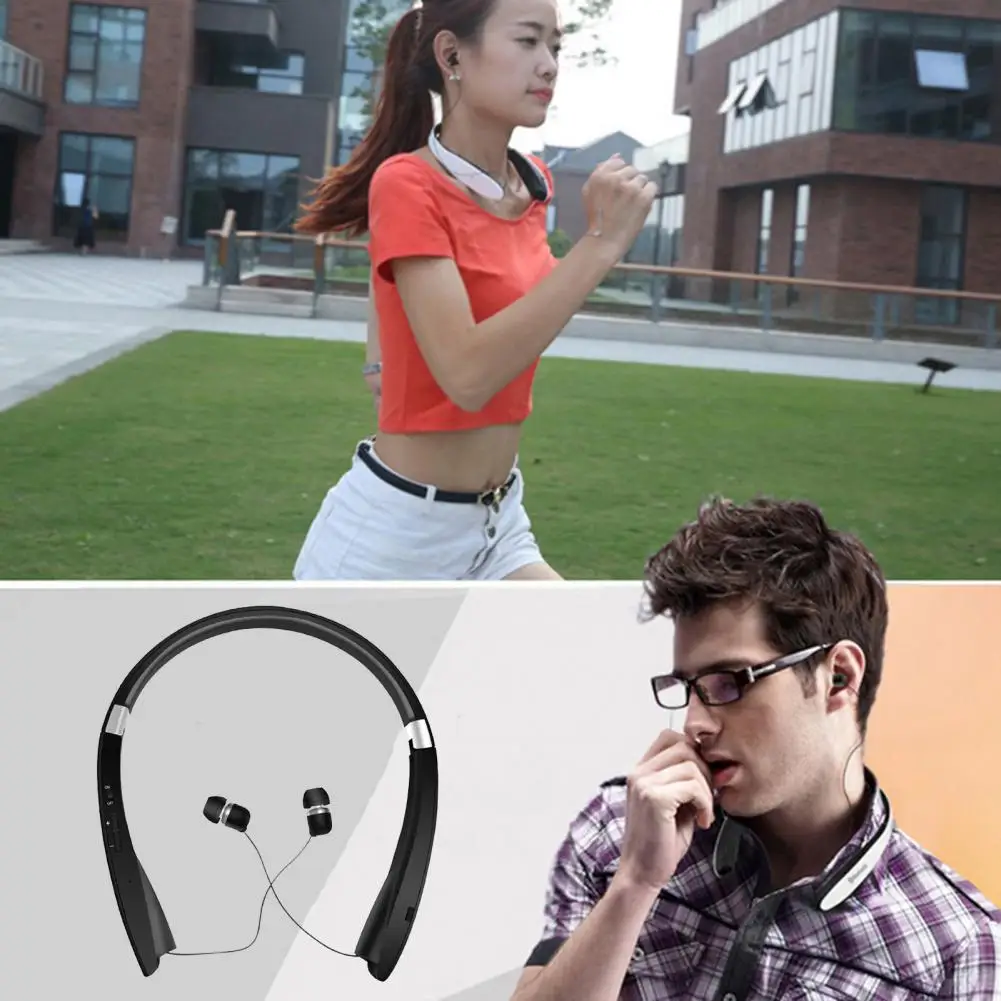 

Earbud Foldable Wireless Headset Stereo Bluetooth-compatible5.0 Neck Hanging In-ear Earbud Intelligent Noise Reduction