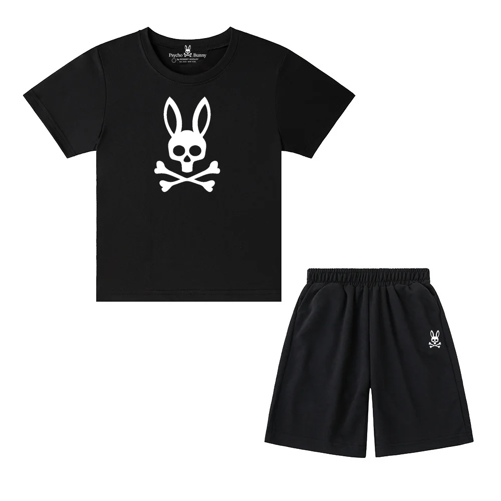 

Kids Psycho Bunny Sets Cotton Summer Short T-shirt + Shorts Boys Girls Tracksuits Casual Sports 2 piece set