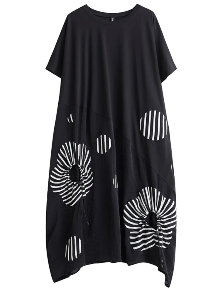 Женское летнее платье в полоску с рисунком