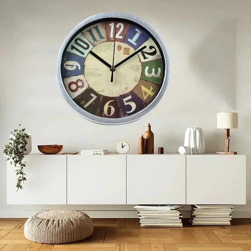 Круглые Настенные часы в стиле ретро Креативные украшения на стену с номерным