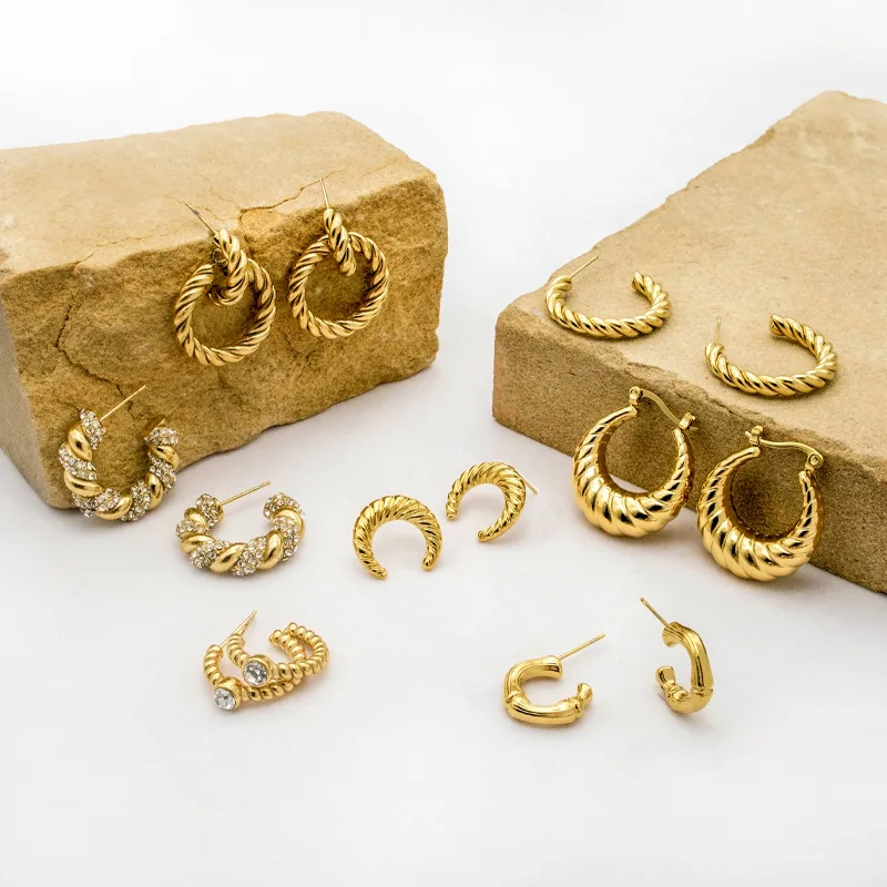 

Charm Titanium steel Croissant Hoop Earrings Fashion Metal Round Earrings For Women Girl Female Summer 2023 Gift Accessories