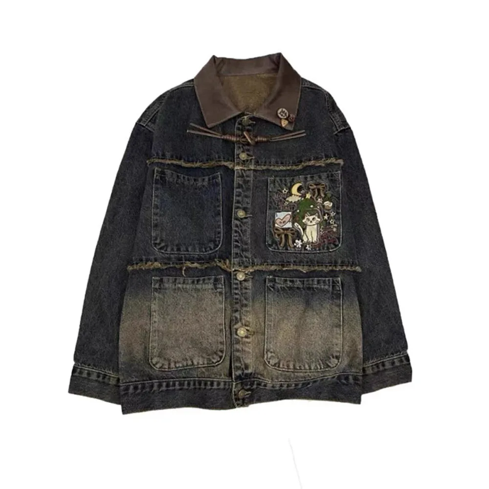 Милые джинсовые пальто в американском стиле ретро весенне-осенняя шикарная