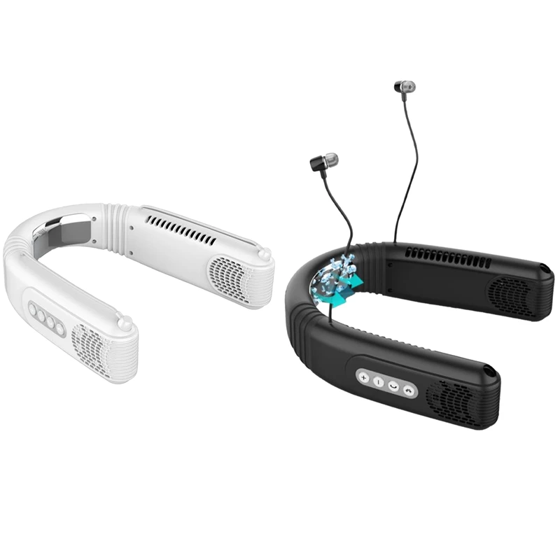 

Охлаждающий беспроводной подвесной шейный вентилятор с Bluetooth-гарнитурой, съемный уличный бесшумный маленький вентилятор кондиционера